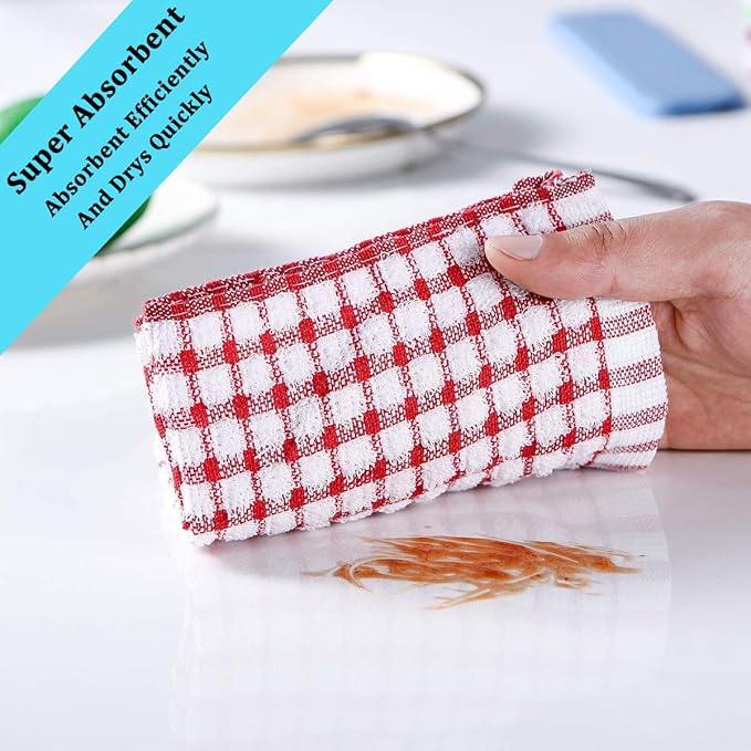 Kitchen Towels and Dishcloths Set, 16 x 25 12 12, Set of Bulk Cotton Dish - Image 4