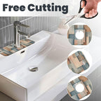 Faucet Draining Mat For Kitchen Sink, Geometric Shapes Brown Beige Diatom Mud - Image 3
