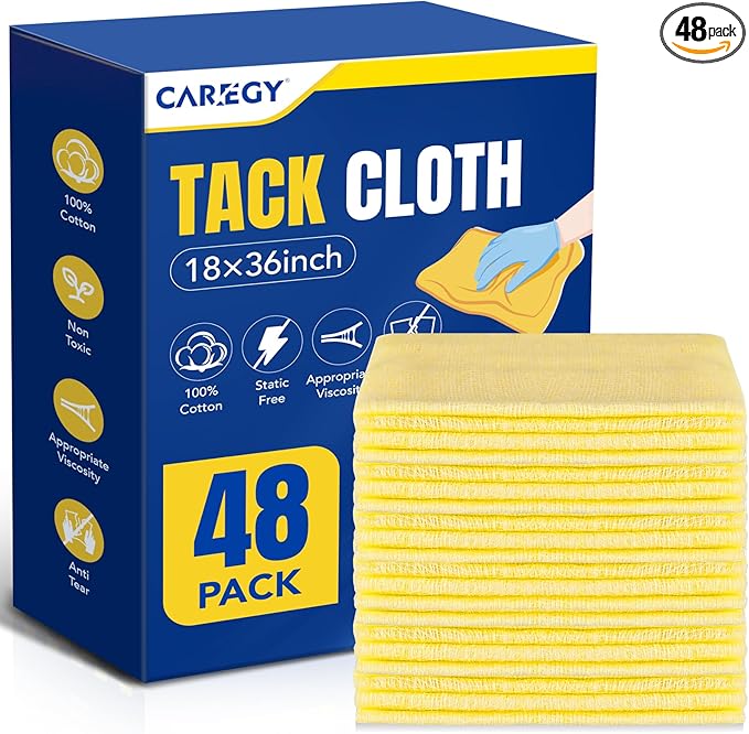 CAREGY 48Pcs Tack Cloth for Removing Dust from Woodworking, Sanding Particles by CAREGY