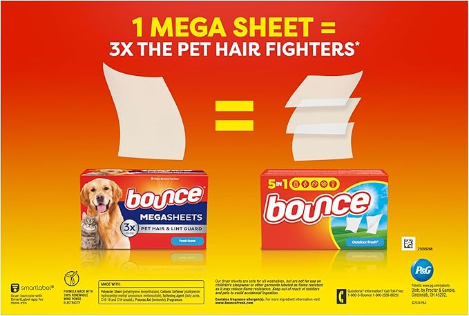 Bounce Pet Hair and Lint Guard Mega Dryer Sheets - Image 8