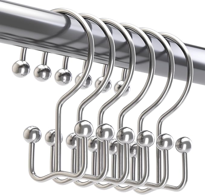 Titanker Shower Curtain Hooks Chrome, Minimalist Simple Double Glide Shower by Titanker