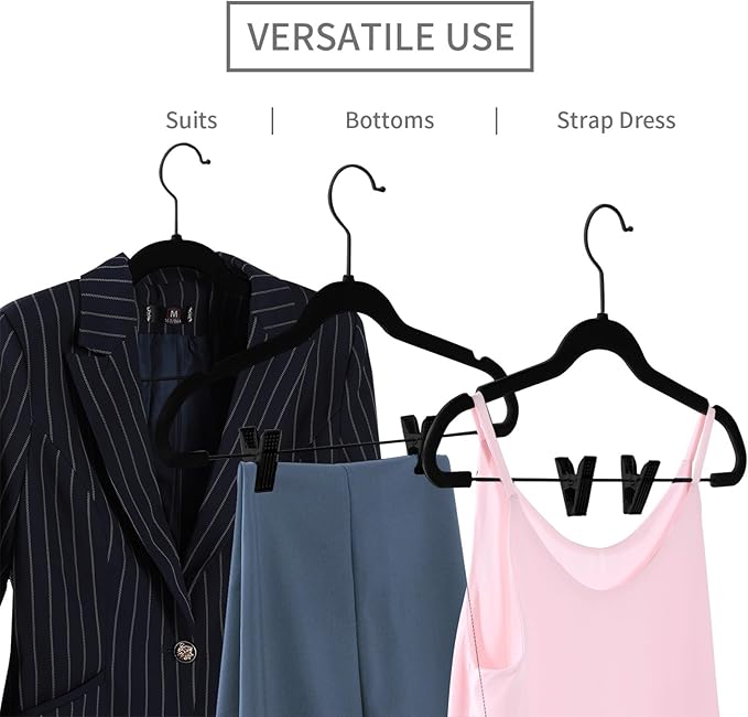 MIZGI Premium All Black Velvet Pants Hangers - Image 3