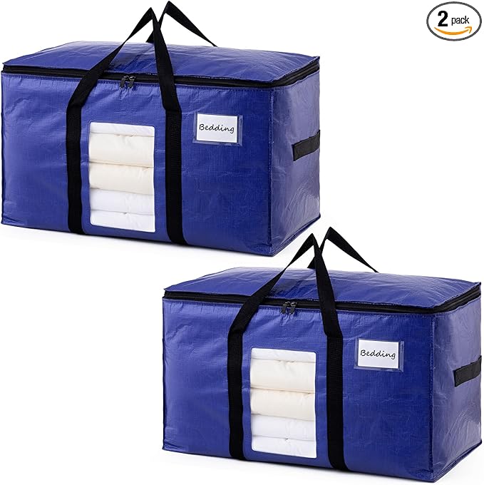 TAILI 2 Pack Dark Blue Extra Large Moving Bags, Heavy Duty Totes by TAILI