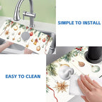 Christmas Star Balls Bells Kitchen Sink Splash Guard Mat Absorbent Fast Drying - Image 5