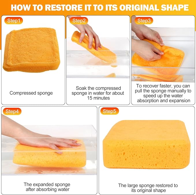 Tioncy 60 Pcs Large Sponges Bulk 7.5 x 5.5 x 1.9 Inch Grouting Car Wash Foam - Image 3