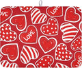 Valentines Day Dish Drying Mat for Kitchen Counter Red Polka Dot Stripe Love by Kawani