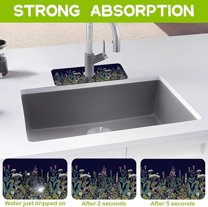 Kitchen Sink Splash Guard Faucet Mat Super Absorbent Fast Drying Mat Guard - Image 3