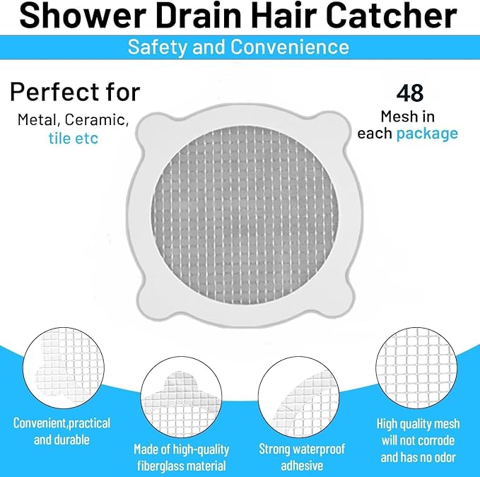 48Pack-Disposable Shower Drain Hair Catcher Mesh Stickers - Image 8