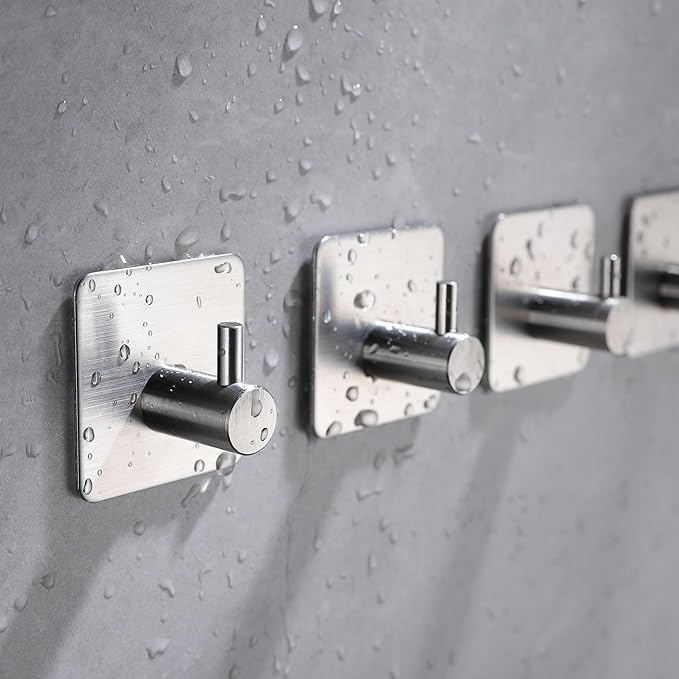 YIGII Silver Adhesive Towel Hooks - Image 5