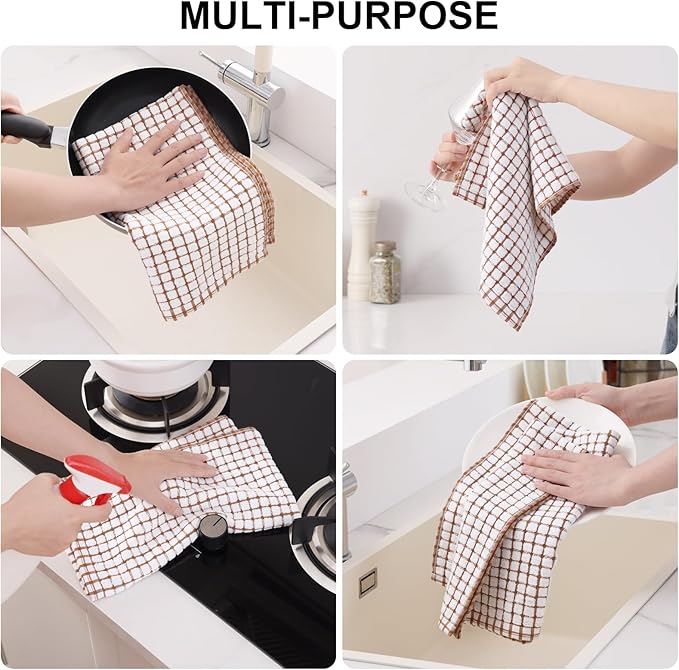 Kitinjoy Cotton 12 Pack Kitchen Towels and Dishcloths Sets, 16 x 25 Inch & 12 X - Image 4