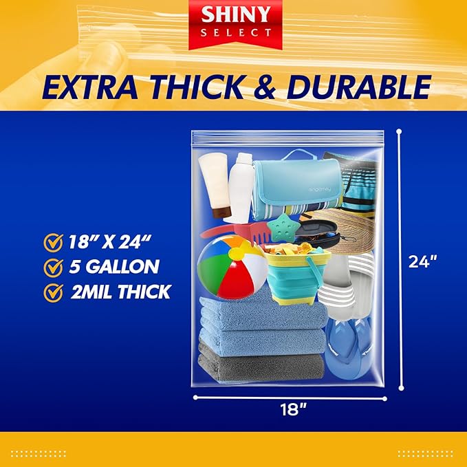 5 Gallon X-Large Storage Bags, Resealable Zip & Lock Top - Image 2