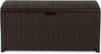 Suncast Outdoor Storage Box - 73 Gallon Mocha Brown Deck Box for Patio, Waterproof Outdoor Storage Bench, Resin Wicker Style, Heavy-Duty, Lockable Lid for Cushions, Shoes, Pool & Garden Gear - Image 7