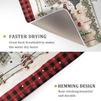 Winter Snowman Dish Drying Mat 18x24 Inch Red Buffalo Plaid Holiday Dish - Image 3