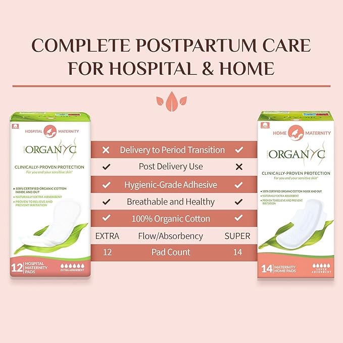 Organyc Hospital Postpartum Pads, 100% Certified Organic Cotton Inside and Out - Image 5
