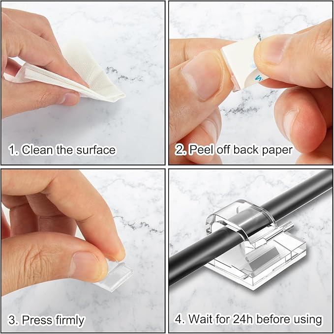 130 Pcs Cable Clips, Adhesive Cable Organizer Cord Holder Wire Clip Wire - Image 5