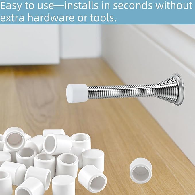 25 Pack Door Stop Tips & Caps 0.39" White Rubber Door Stop Replacement - Image 6