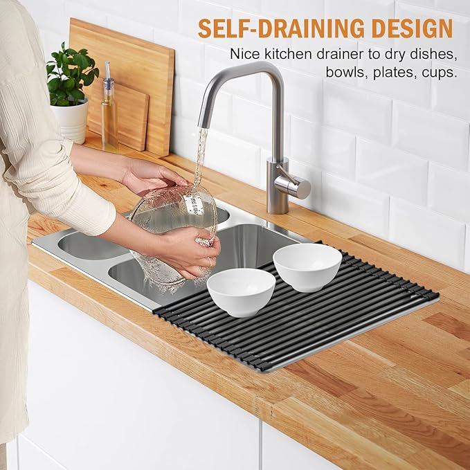 LEMIKKLE Roll Up Dish Drying Rack 17" x 13", Over The Sink Dish Drainer Rack - Image 2