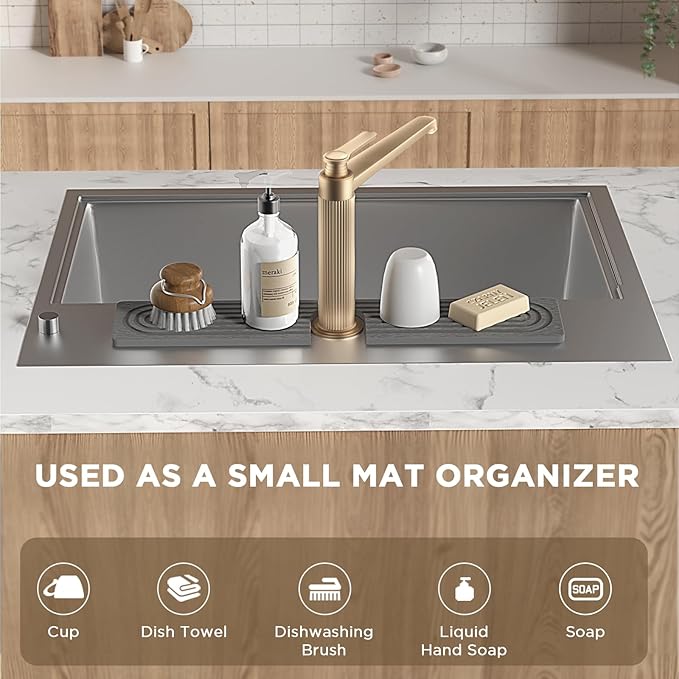 Faucet Mat for Kitchen Sink, Diatomite Stone Drying Sink Protectors, Bathroom - Image 5