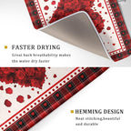 Giwawa Love Heart Dish Drying Mat 18x24 inch Valentines Day Red Rose Flowers - Image 3