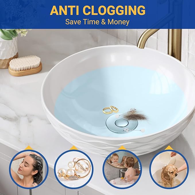 2PCS Bathroom Sink Stopper Strainer, Pop-Up Bathroom Sink Drain Strainer - Image 2