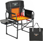 SUNNYFEEL Heated Camping Directors Chair, Heavy Duty,Oversized Outdoor Portable Heating Folding Chair with Side Table, Pocket for Beach, Fishing,Trip,Picnic,Lawn,Concert Foldable Camp Chairs by SunnyFeelCamping