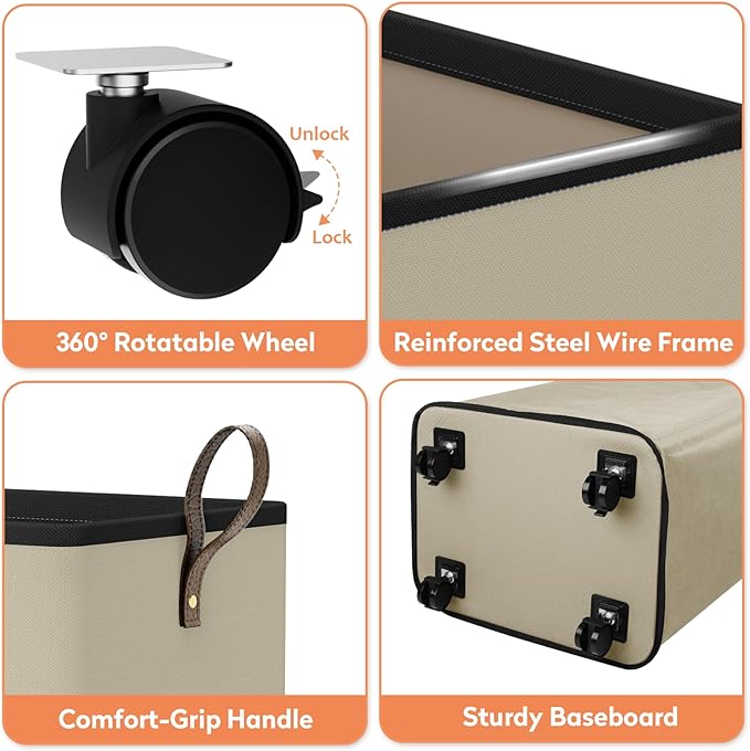 Laundry Basket with Wheels, Collapsible Laundry Baskets, Laundry Hamper with - Image 7