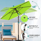 AreShark 7.5FT Patio Umbrella Table Market Umbrella with 6 Sturdy Ribs, Button Tilt/Crank Heavy-Duty Round Outdoor Umbrellas for Garden, Deck, Backyard,and Pool, Apple Green - Image 5