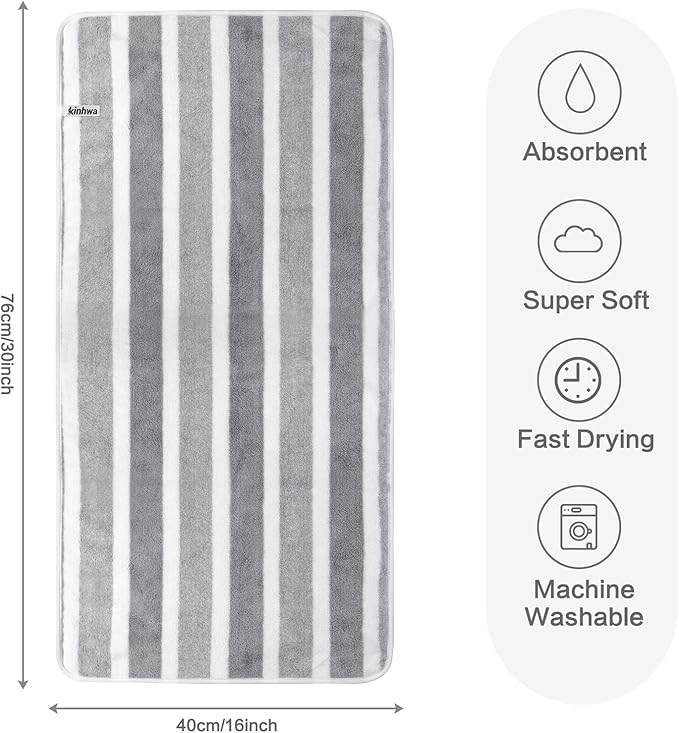 KinHwa Microfiber Hand Towels for Bathroom Soft and Absorbent Face Towels Grey - Image 2