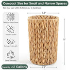 2 Gallon Wicker Trash Can, Woven Water Hyacinth Wicker Waste Basket - Image 2