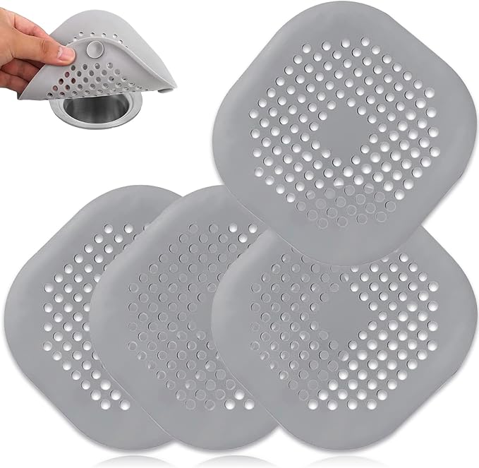 4 Pack Drain Hair Catcher Durable Silicone Hair Stopper Shower Drain Covers by QiyuanLS