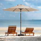 JEAREY 7.5FT Patio Umbrella Outdoor Market Umbrella with 6 Sturdy Ribs, Push Button Tilt/Crank Table Umbrella for Garden, Deck, Backyard and Pool, Beige - Image 9