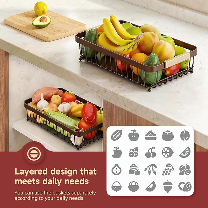 2 Tier Large Fruit Basket for Kitchen Counter - Image 4
