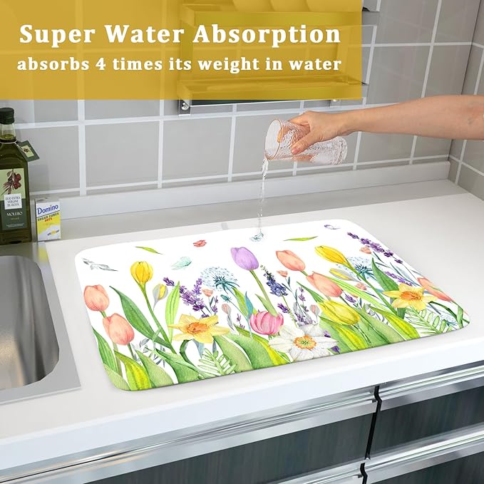 Aportt Spring Floral Dish Drying Mat - Image 7