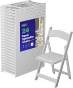Simplex Furniture Modern White Resin Foldable Chair - 24 Pack, Stackable, Lightweight, Indoor/Outdoor, Rental Grade - Folding Chairs with Padded Seats by Simplex