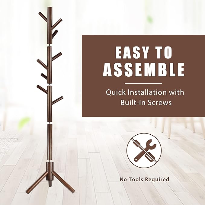 Haddockway Wooden Coat Rack Stand - Image 4