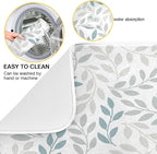 Grey and Blue Leaves branches Dish Drying Mat 16x18 - Image 2