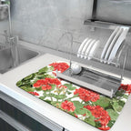 Spring Dish Drying Mat for Kitchen Counter Geranium Summer Floral Absorbent - Image 5