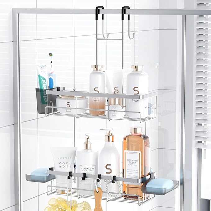 Over the Door Hanging Shower Caddy: Rustproof Hanging Organizer over the Door by Aitatty