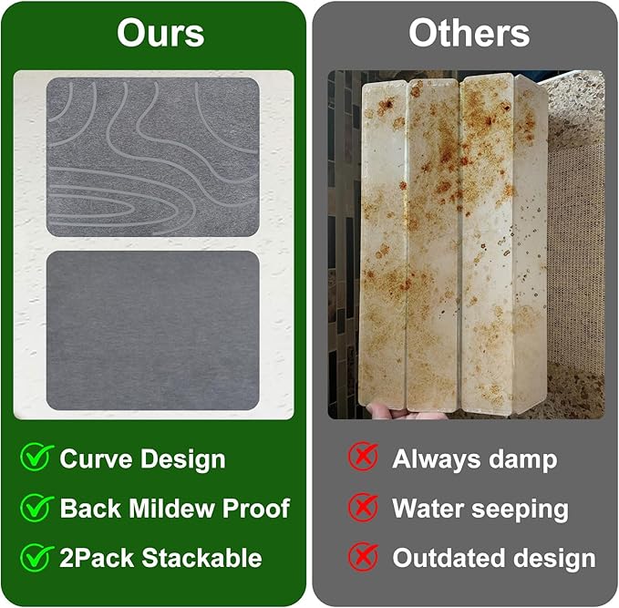 Stone Drying Mat for Kitchen Counter, 2 Pack 16''x12'' Quick Dish Drying Stone - Image 4