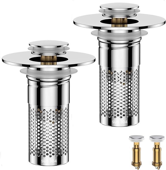 ​Bathroom Sink Drain Strainer, Universal Pop-Up Sink Stopper Hair Catcher by Mengine