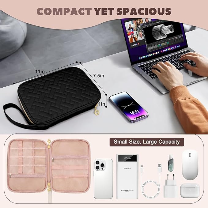 Electronics Organizer Travel Case, Charger Bag Cord Organizer Travel, Compact - Image 4