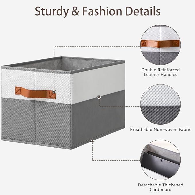 6 Pack Large Storage Bins with Handle, Collapsible Storage Basket - Image 4