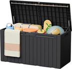 Greesum 110 Gallon Outdoor Storage Box with Lockable Lid, All-Weather Solution for Patio Furniture, Pool Supplies & Garden Tools, Waterproof, UV-Resistant Large Deck Box, Black by BuynowfromGreesum