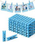 Blue Clothes Pins for Baby Shower, Mini Wooden Clothespins 1.4 Inch 50 PCS by SFSOONEAT