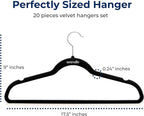 SereneLife 20 Pack Velvet Hangers – Non-Slip Clothes Hangers - Image 2