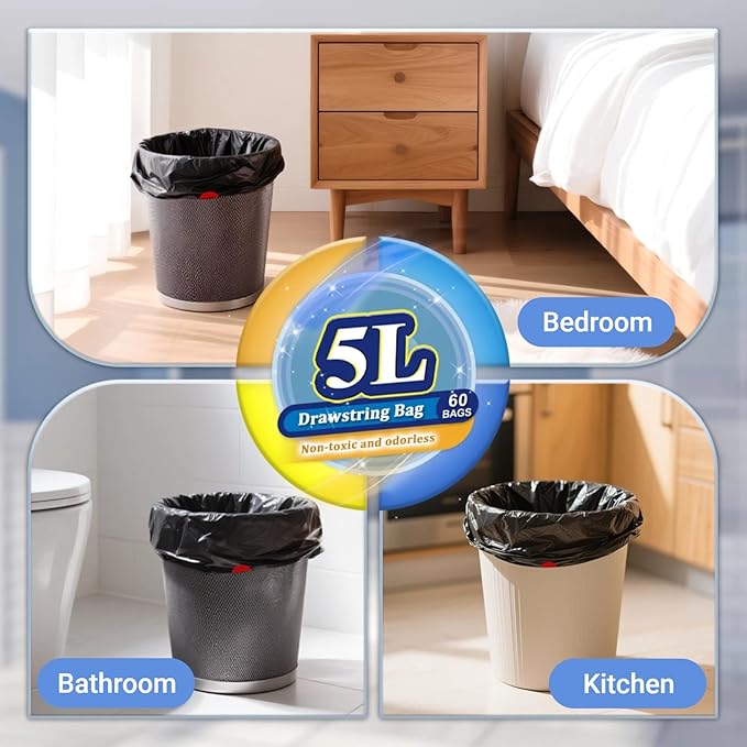 XUXRUS 1.5 Gallon Black Mini Trash Bags, Tear-Resistant, Easy Tear-Off - Image 7