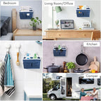 2pcs Middle Wall Hanging Organizer Bag, Linen Fabric Door Hanging Storage Basket - Image 2