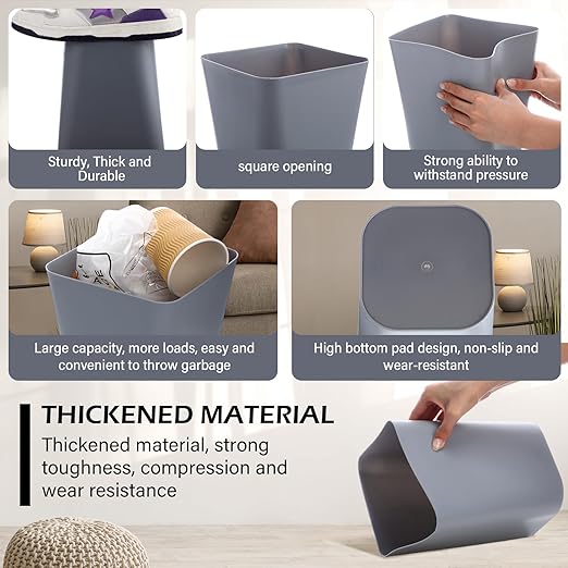 Hoolerry 9 Pieces Garbage Can 2 Gallon Small Trash Cans Bulk Bathroom Trash Bin - Image 4