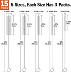 AZEN 15 Pack Straw Cleaner Brush Set, 12 inch Extra Long, 5 Different Diameters - Image 2