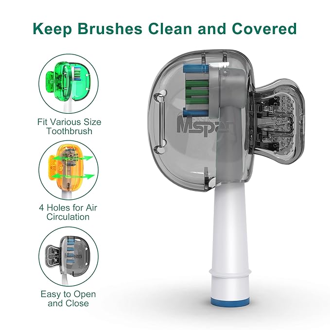 Mspan Electric Toothbrush Cover Cap: Brush Head Protector Cute Plastic Clip Pod - Image 3
